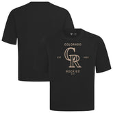Colorado Rockies Levelwear Crossway Oversized Luxe Signature Knit T-Shirt - Black T-shirts