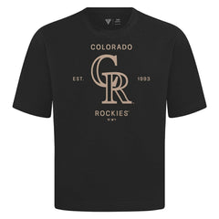 Colorado Rockies Levelwear Crossway Oversized Luxe Signature Knit T-Shirt - Black T-shirts