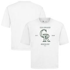 Colorado Rockies Levelwear Crossway Oversized Luxe Signature Knit T-Shirt - White T-shirts