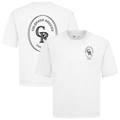 Colorado Rockies Levelwear Signet Oversized Luxe Signature Knit T-Shirt - White T-shirts