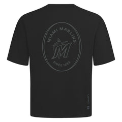Miami Marlins Levelwear Signet Oversized Luxe Signature Knit T-Shirt - Black T-shirts