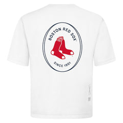 Boston Red Sox Levelwear Signet Oversized Luxe Signature Knit T-Shirt - White T-shirts