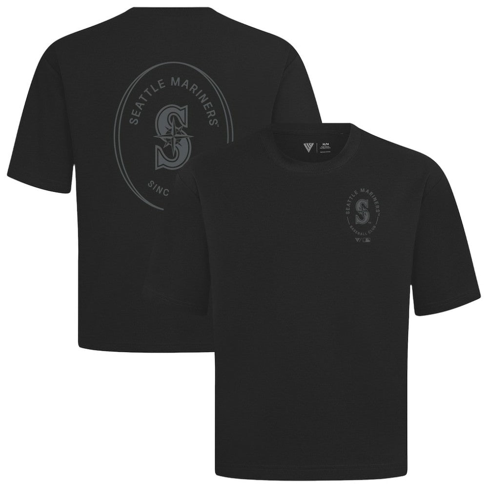 Seattle Mariners Levelwear Register Oversized Luxe Signature Knit T-Shirt - Black T-shirts