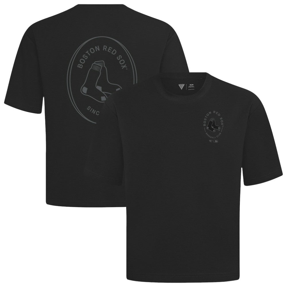 Boston Red Sox Levelwear Register Oversized Luxe Signature Knit T-Shirt - Black T-shirts