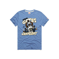 Antonio Gates Los Angeles Chargers Homage Unisex Caricature Retired Player Tri-Blend T-Shirt - Powder Blue T-shirts