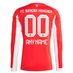 Bayern Munich 2025/26 Home Replica Long Sleeve Custom Jersey Red - Adidas sale
