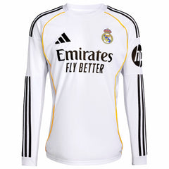 Real Madrid 2025/26 Home Replica Long Sleeve Custom Jersey White - Adidas on sale