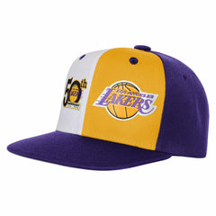 Los Angeles Lakers Youth 50th Anniversary Duo Front Snapback Hat Purple - Mitchell & Ness