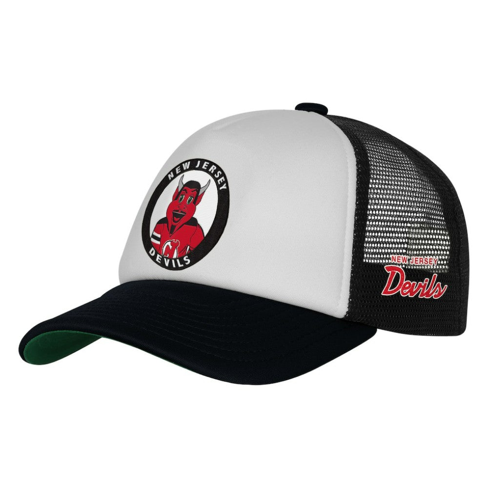 New Jersey Devils Mitchell & Ness Youth Mascot Adjustable Trucker Hat - White | US 203109686