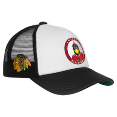 Chicago Blackhawks Mitchell & Ness Youth Mascot Adjustable Trucker Hat - White | US 203109688