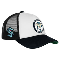 Seattle Kraken Mitchell & Ness Youth Mascot Adjustable Trucker Hat - White | US 203109693