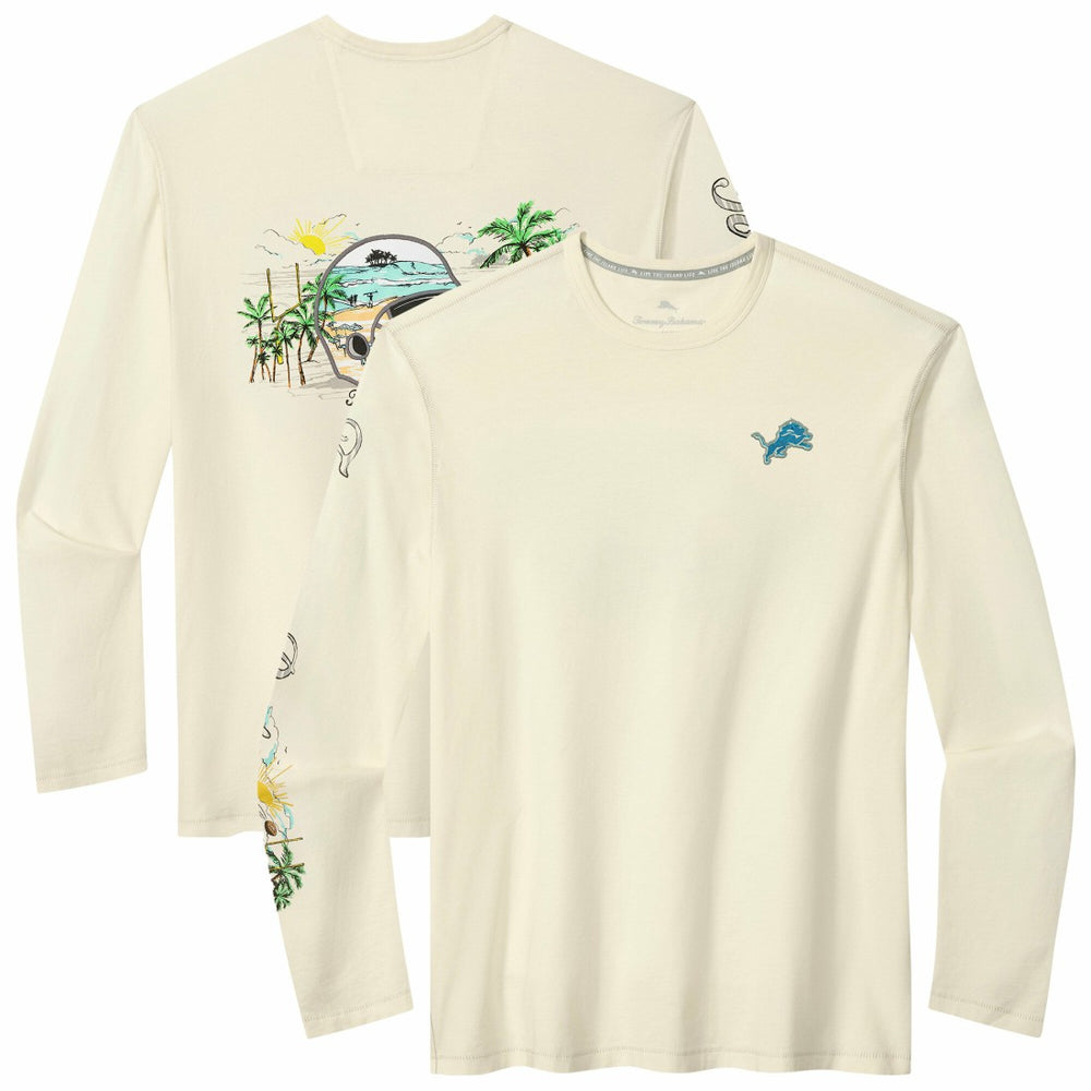 Detroit Lions Oasis Endzone Lux Long Sleeve T-Shirt - Cream T-shirts
