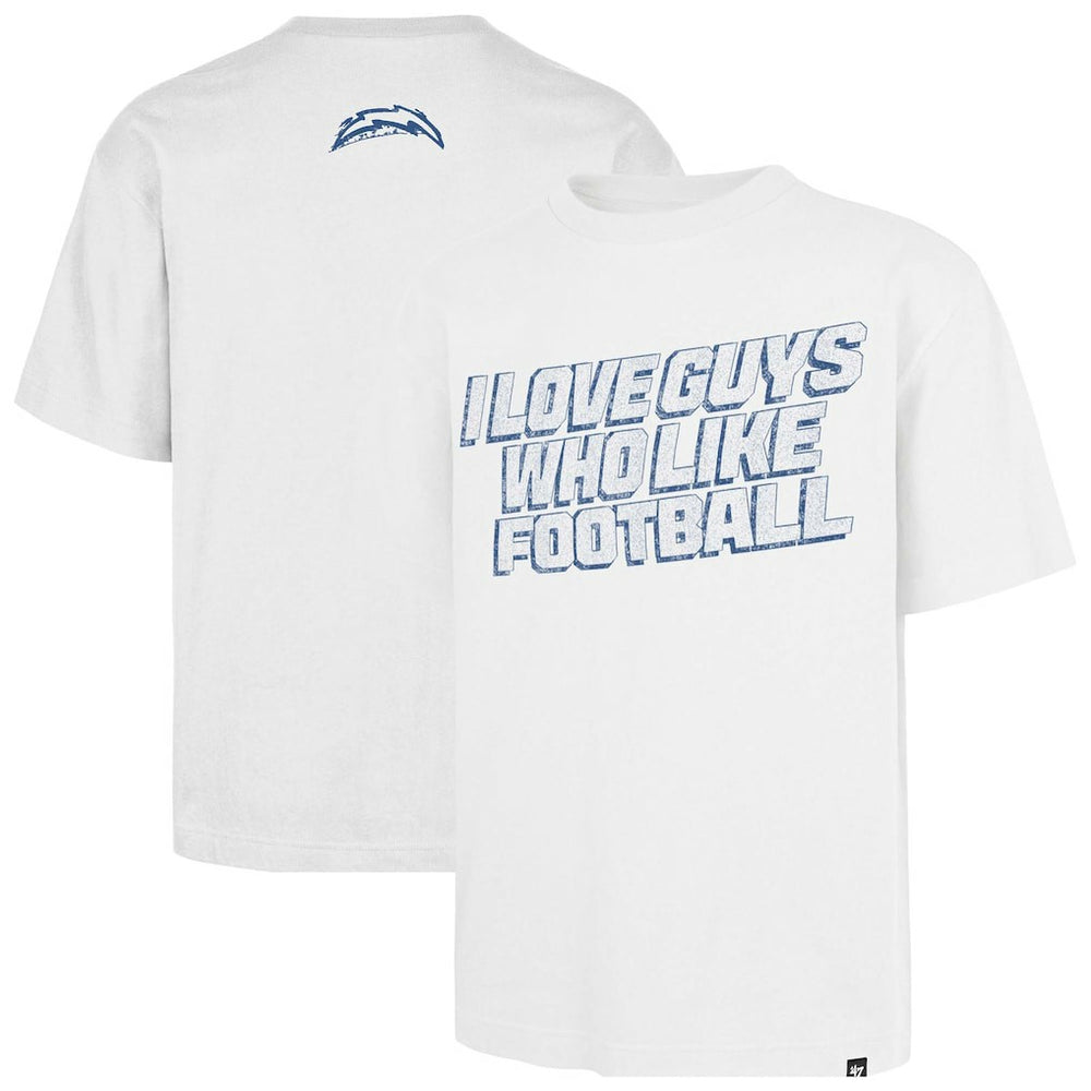 Los Angeles Chargers '47 Unisex I Love Guys Who Like Football Foundation T-Shirt - White T-shirts