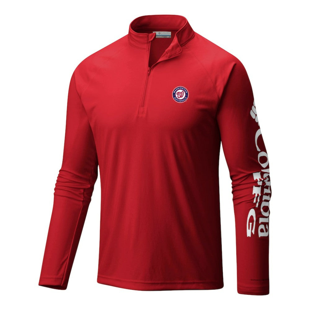 Washington Nationals Columbia Terminal Tackle Omni-Wick Raglan Quarter-Zip Pullover - Red Pullover
