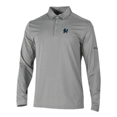 Miami Marlins Columbia Omni-Wick Pin High Long Sleeve Polo - Gray