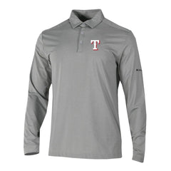 Texas Rangers Columbia Omni-Wick Pin High Long Sleeve Polo - Gray