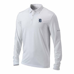 Detroit Tigers Columbia Omni-Wick Pin High Long Sleeve Polo - White