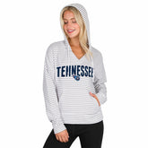Tennessee Titans Concepts Sport Women's Liftoff Striped V-Neck Hoodie - White/Gray Hoodies