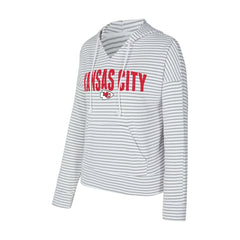 Kansas City Chiefs Concepts Sport Women's Liftoff Striped V-Neck Hoodie - White/Gray Hoodies