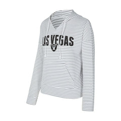 Las Vegas Raiders Concepts Sport Women's Liftoff Striped V-Neck Hoodie - White/Gray Hoodies