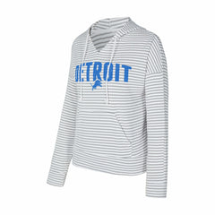 Detroit Lions Concepts Sport Women's Liftoff Striped V-Neck Hoodie - White/Gray Hoodies