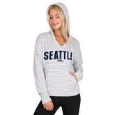 Seattle Seahawks Concepts Sport Women's Liftoff Striped V-Neck Hoodie - White/Gray Hoodies