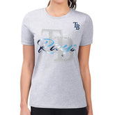 Tampa Bay Rays G-III 4Her by Carl Banks Women's Super-Slim Fit Lightweight Shadow Logo Graphic T-Shirt - Heather Gray T-shirts