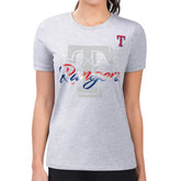 Texas Rangers G-III 4Her by Carl Banks Women's Super-Slim Fit Lightweight Shadow Logo Graphic T-Shirt - Heather Gray T-shirts
