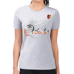 Baltimore Orioles G-III 4Her by Carl Banks Women's Super-Slim Fit Lightweight Shadow Logo Graphic T-Shirt - Heather Gray T-shirts