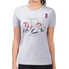 Boston Red Sox G-III 4Her by Carl Banks Women's Super-Slim Fit Lightweight Shadow Logo Graphic T-Shirt - Heather Gray T-shirts