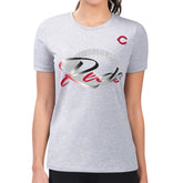 Cincinnati Reds G-III 4Her by Carl Banks Women's Super-Slim Fit Lightweight Shadow Logo Graphic T-Shirt - Heather Gray T-shirts