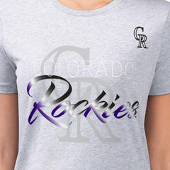 Colorado Rockies G-III 4Her by Carl Banks Women's Super-Slim Fit Lightweight Shadow Logo Graphic T-Shirt - Heather Gray T-shirts
