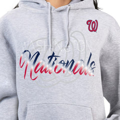 Washington Nationals G-III 4Her by Carl Banks Women's Shadow Logo Graphic Pullover Hoodie - Heather Gray Hoodies