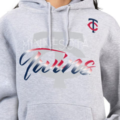 Minnesota Twins G-III 4Her by Carl Banks Women's Shadow Logo Graphic Pullover Hoodie - Heather Gray Hoodies