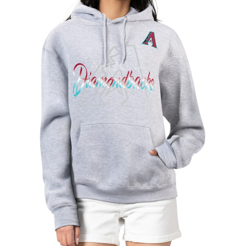 Arizona Diamondbacks G-III 4Her by Carl Banks Women's Shadow Logo Graphic Pullover Hoodie - Heather Gray Hoodies