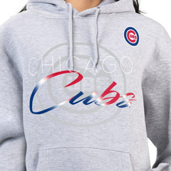 Chicago Cubs G-III 4Her by Carl Banks Women's Shadow Logo Graphic Pullover Hoodie - Heather Gray Hoodies