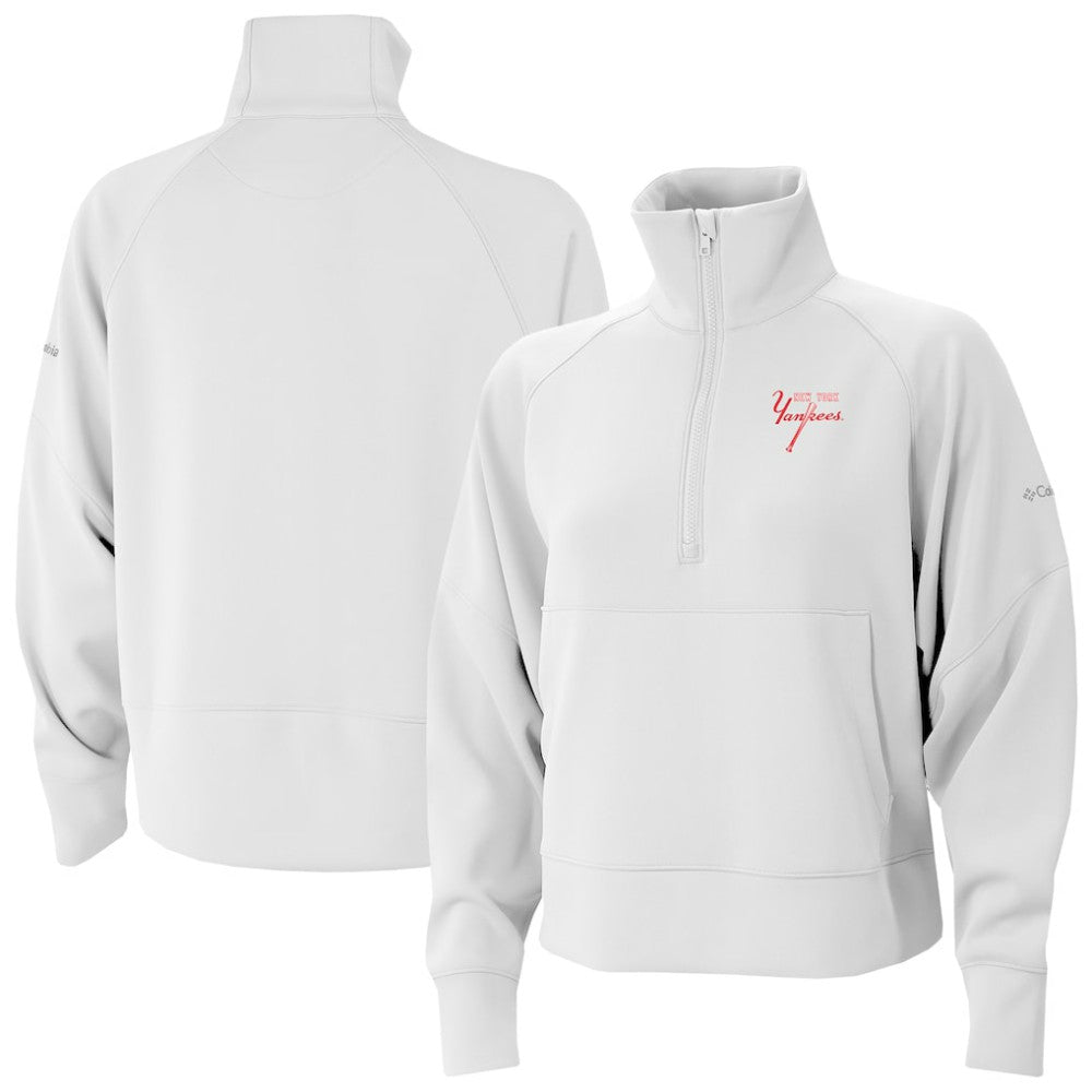 New York Yankees Columbia Women's Wickhams Hills Raglan Omni-Wick Quarter-Zip Pullover - White Pullover