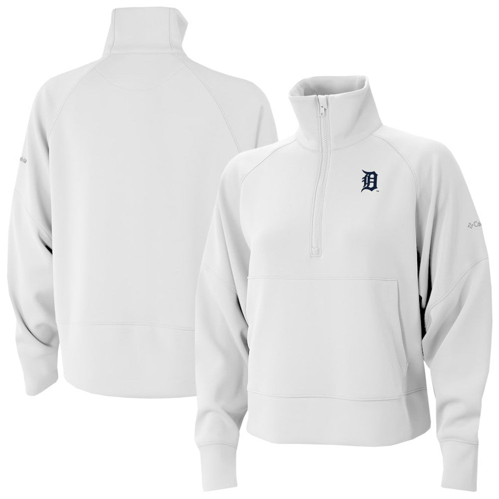 Detroit Tigers Columbia Women's Wickhams Hills Raglan Omni-Wick Quarter-Zip Pullover - White Pullover