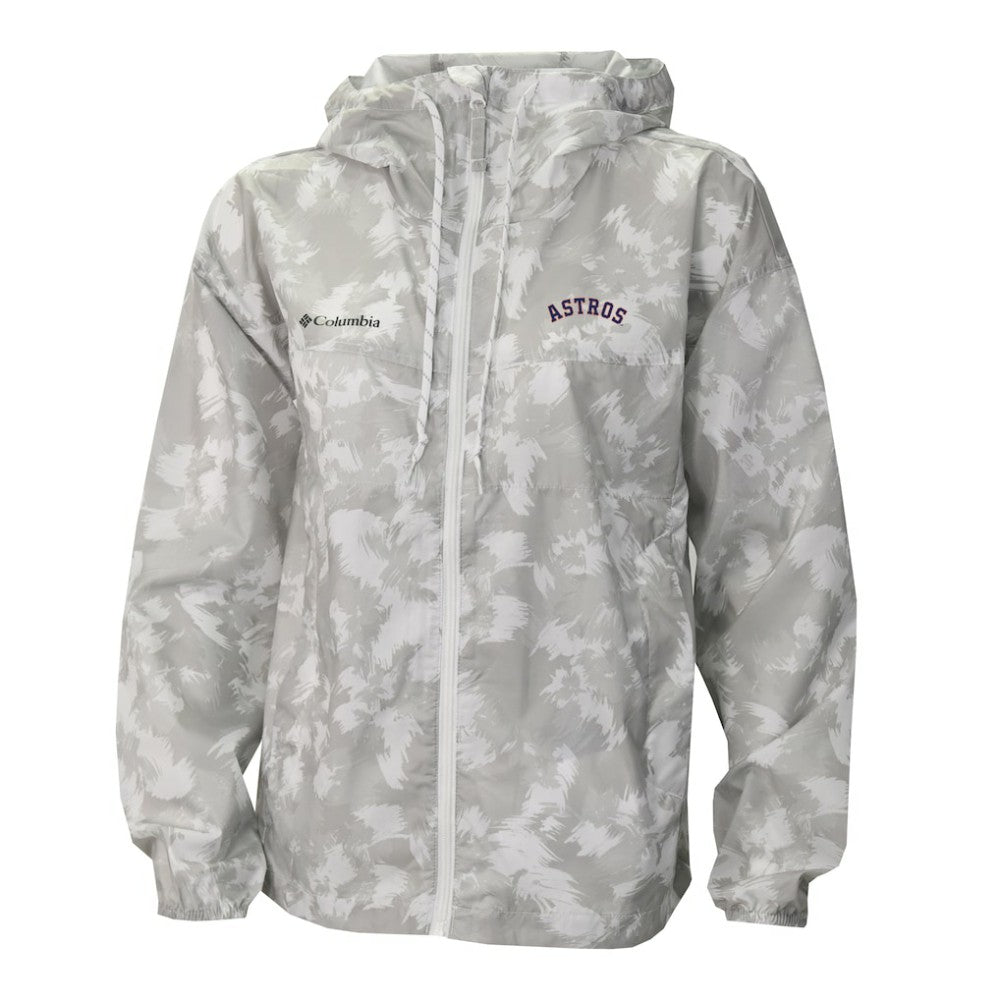 Houston Astros Columbia Women's Flash Challenger Full-Zip Hoodie Windbreaker Jacket - Gray/White Jackets