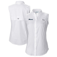 Miami Marlins Columbia Women's Tamiami Sleeveless Shirt - White