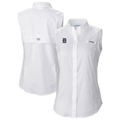 Detroit Tigers Columbia Women's Tamiami Sleeveless Shirt - White