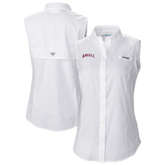 Los Angeles Angels Columbia Women's Tamiami Sleeveless Shirt - White