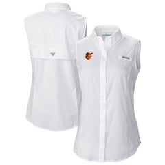 Baltimore Orioles Columbia Women's Tamiami Sleeveless Shirt - White
