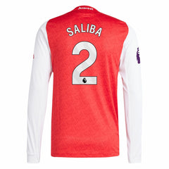 William Saliba Arsenal 2025/26 Home Long Sleeve Player Jersey Red - Adidas on sale