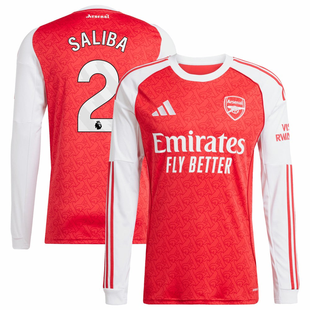 William Saliba Arsenal 2025/26 Home Replica Long Sleeve Player Jersey Red - Adidas on sale