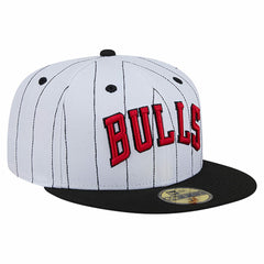 Chicago Bulls Wordmark Pinstripe 59FIFTY Fitted Hat White - New Era