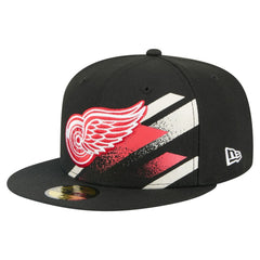 Detroit Red Wings New Era Faded Lines 59FIFTY Fitted Hat - Black | US 203126869