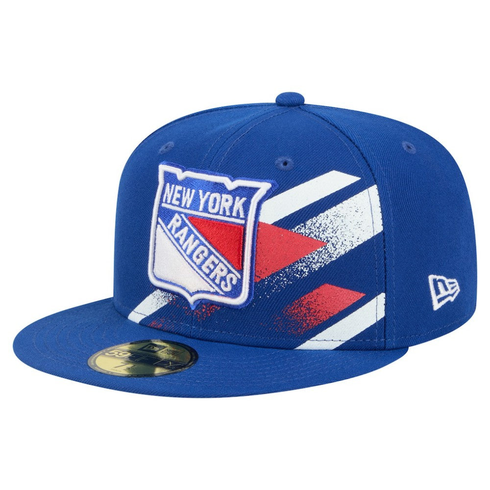 New York Rangers New Era Faded Lines 59FIFTY Fitted Hat - Blue | US 203126874