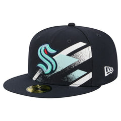 Seattle Kraken New Era Faded Lines 59FIFTY Fitted Hat - Deep Sea Blue | US 203126876