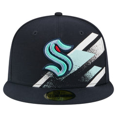 Seattle Kraken New Era Faded Lines 59FIFTY Fitted Hat - Deep Sea Blue | US 203126876